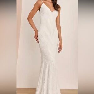 Lulu's Cream Sheath Maxi Dress for Brides